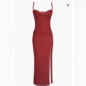 House of CB Red Ruched Maxi Dress